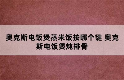 奥克斯电饭煲蒸米饭按哪个键 奥克斯电饭煲炖排骨